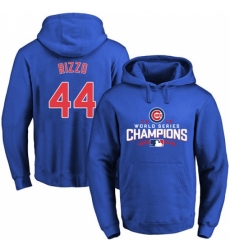 MLB Men Chicago Cubs 44 Anthony Rizzo Royal 2016 World Series Champions Walk Pullover Hoodie