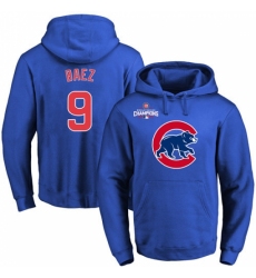 MLB Men Chicago Cubs 9 Javier Baez Royal Team Color Primary Logo Pullover Hoodie