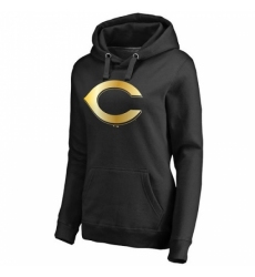 MLB Cincinnati Reds Women Gold Collection Pullover Hoodie Black