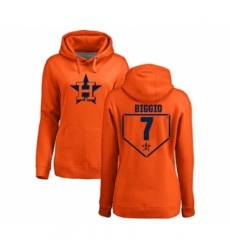 MLB Women Nike Houston Astros 7 Craig Biggio Orange RBI Pullover Hoodie