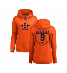 MLB Women Nike Houston Astros 9 Marwin Gonzalez Orange RBI Pullover Hoodie