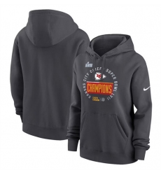 Women Kansas City Chiefs Black Super Bowl LVII Champions Pullover Hoodie