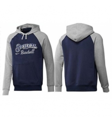 MLB Men Nike Milwaukee Brewers Pullover Hoodie NavyGrey