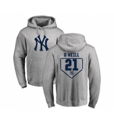 Men MLB Nike New York Yankees 21 Paul ONeill Gray RBI Pullover Hoodie