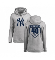 MLB Women Nike New York Yankees 40 Luis Severino Gray RBI Pullover Hoodie