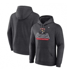 Men Florida Panthers Heather Charcoal 2023 Eastern Conference Champions Locker Room Pullover Hoodie