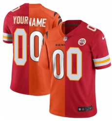 Men Women Youth NFL Bengals Orange Chiefs Red Split Custom Jersey