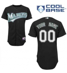 Men Women Youth All Size Florida Miami Marlins Custom Cool Base Jersey Black