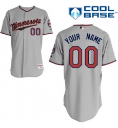 Men Women Youth All Size Minnesota Twins Majestic Cool Base Custom Jersey Grey 3