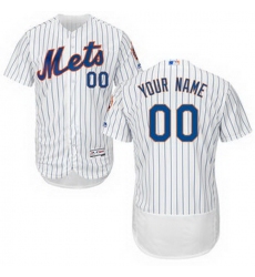 Men Women Youth All Size Flex Base New York Mets Majestic Home White Royal Authentic Collection Custom Jersey