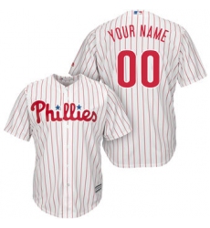 Men Women Youth All Size Philadelphia Phillies Majestic White Red Home Cool Base Custom Jersey 3