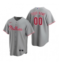 Men Women Youth Toddler All Size Philadelphia Phillies Custom Nike Gray Stitched MLB Cool Base Road Jersey