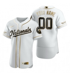 Men Women Youth Toddler All Size Washington Nationals Custom Nike White Stitched MLB Flex Base Golden Edition Jersey