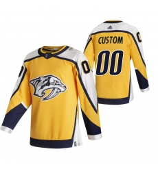 Nashville Predators Custom Yellow Men Women youth Adidas 2020 21 Reverse Retro Alternate NHL Jersey 