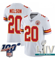 2020 Super Bowl LIV Men Nike Kansas City Chiefs #20 Steven Nelson White Vapor Untouchable Limited Player NFL Jersey