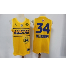 bucks 34 Giannis Antetokounmpo 2021 All Star Game Yellow Swingman Jersey