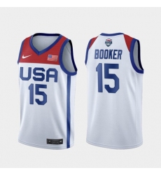 Men's USA Team Devin Booker Home White 2021 Tokyo Olympics Jersey