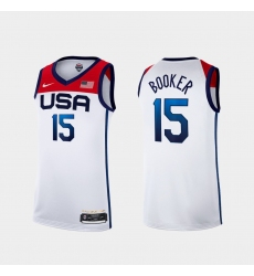 Men's USA Team Devin Booker Home White 2021 Tokyo Olympics Jersey II