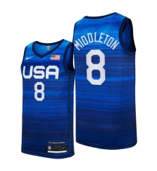 Men's USA Team Khris Middleton Home Blue 2021 Tokyo Olympics Jersey