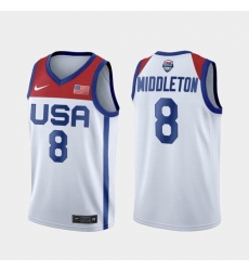 Men's USA Team Khris Middleton Home White 2021 Tokyo Olympics Jersey