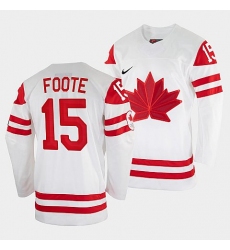 Men's Adam Foote Canada Hockey White 2022 Winter Olympic #15 Salt Lake City Jersey