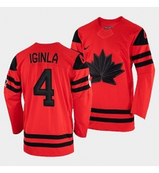 Men's Canada Hockey Jarome Iginla Red 2022 Winter Olympic Gold #4 Winner Jersey