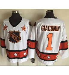 1972-81 NHL All-Star #1 Eddie Giacomin White CCM Throwback Stitched Vintage Hockey Jersey