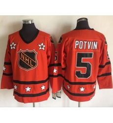 1972-81 NHL All-Star #5 Denis Potvin Orange CCM Throwback Stitched Vintage Hockey Jersey