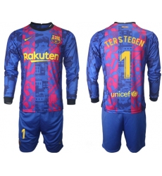 Men Barcelona Long Sleeve Soccer Jerseys 522