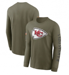 Men Kansas City Chiefs Olive 2022 Salute To Service Long Sleeve T Shirt