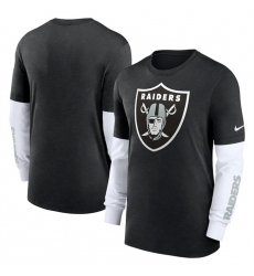 Men Las Vegas Raiders Heather Black Slub Fashion Long Sleeve T Shirt