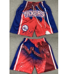 Men Philadelphia 76ers Red Blue Shorts  28Run Small 29