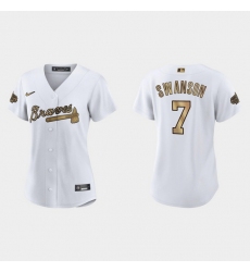 Women Atlanta Braves Dansby Swanson 2022 Mlb All Star Game Replica White Jersey