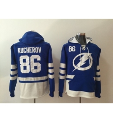 Men Tampa Bay Lightning 86 Nikita Kucherov Blue Stitched Hoodie