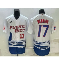 Men's Puerto Rico Baseball #17 Jose Berrios Number 2023 White World Baseball Classic Stitched Jersey