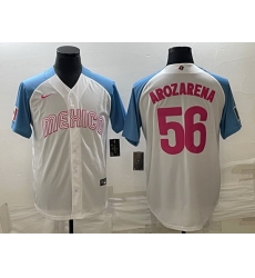 Men Mexico Baseball 56 Randy Arozarena 2023 White Blue World Baseball Classic Stitched JerseyS 2