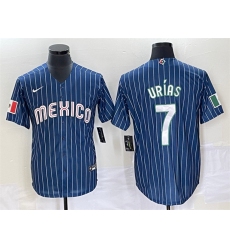 Men Mexico Baseball 7 Julio Urias 2023 Navy World Baseball Classic Stitched Jersey