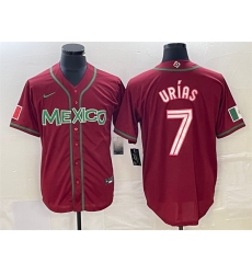 Men Mexico Baseball 7 Julio Urias Red 2023 World Baseball Classic Stitched Jersey 9