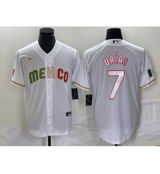 Men Mexico Baseball 7 Julio Urias White 2023 World Baseball Classic Stitched Jersey x