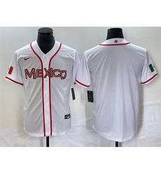 Men Mexico Baseball Blank 2023 White World Baseball Classic Stitched Jersey