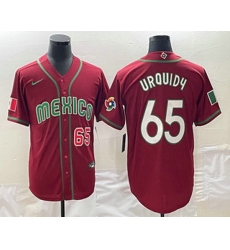 Men's Mexico Baseball #65 Giovanny Gallegos Number 2023 Red World Classic Stitched Jersey1