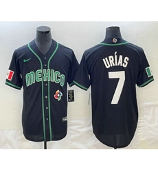 Men's Mexico Baseball #7 Julio Urias 2023 Black White World Classic Stitched Jerseys