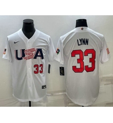 Men's USA Baseball #33 Lance Lynn Number 2023 White World Baseball Classic Stitched Jersey