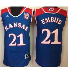 Mens Ncaa Nba Kansas Jayhawks #21 Embiid Blue Jersey