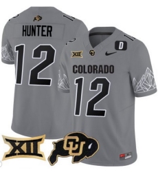 Men Colorado Buffaloes #12 Travis Hunter Gray Vapor Limited Stitched Football Jersey