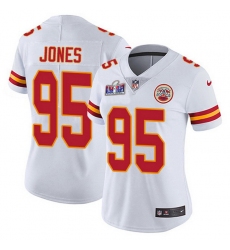 Nike Chiefs 95 Chris Jones White Women Bound Stitched NFL Vapor Untouchable Limited 2024 Super Bowl LVIII Jersey 