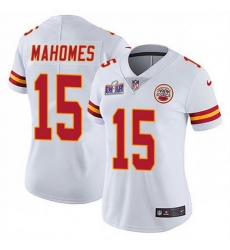 Women Kansas City Chiefs 15 Patrick Mahomes White Vapor Untouchable Limited Stitched Football 2024 Super Bowl LVIII Jersey