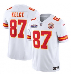 Youth Kansas City Chiefs 87 Travis Kelce White 2023 F U S E  Vapor Untouchable Limited Stitched 2024 Super Bowl LVIII Jersey