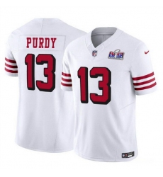 Youth San Francisco 49ers 13 Brock Purdy 2023 F U S E  New White Vapor Untouchable Limited Stitched Football 2024 Super Bowl LVIII Jersey