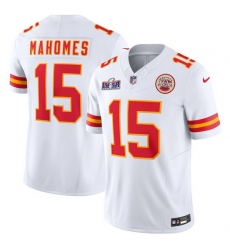 Men Kansas City Chiefs 15 Patrick Mahomes White 2023 F U S E  Vapor Untouchable Limited Stitched 2024 Super Bowl LVIII Jersey